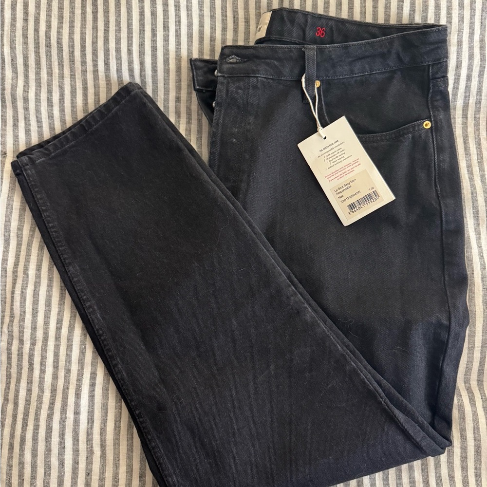 NWT Sezane Brut Sexy Black Jeans Size 36/ (US 16), Gold Button Fly